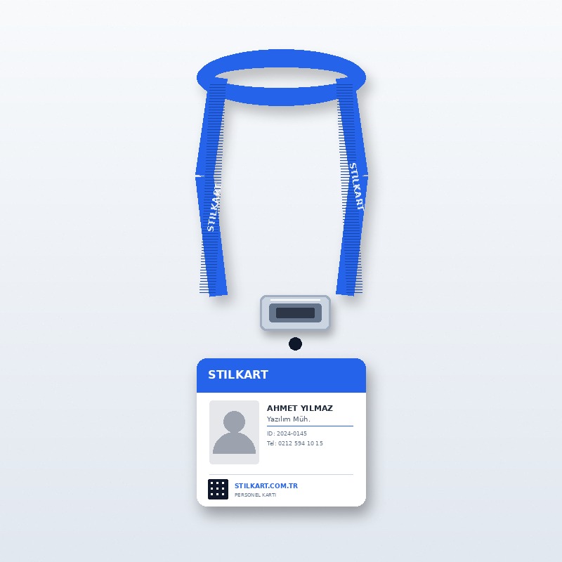 Mavi baskılı boyun askı ipi - lanyard
